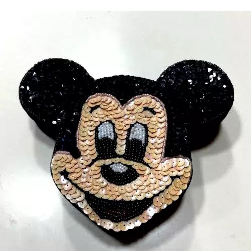 Sequin Mickey Mouse Box Accessory - Black and Gold vintage 90's